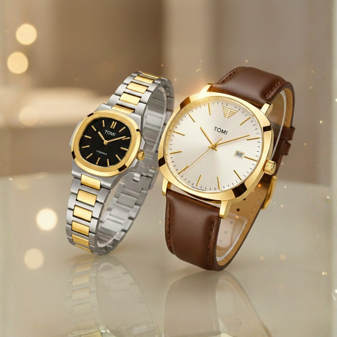 Golden Harmony Watch Duo – Classic Elegance Collection